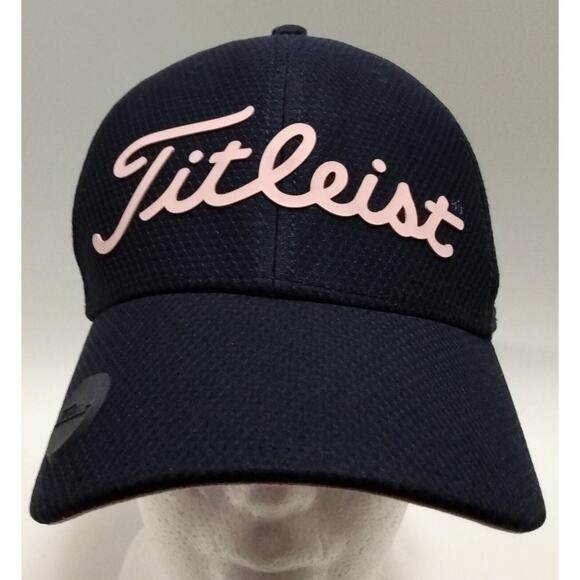 Titleist Golf Adjustable Hat Cap Front Rubber Logo Button Breathable Blue Pink - Picture 2 of 10